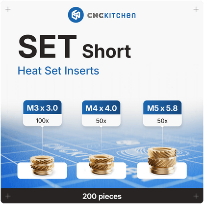 Heat Set Inserts - SET Short - 200 pieces