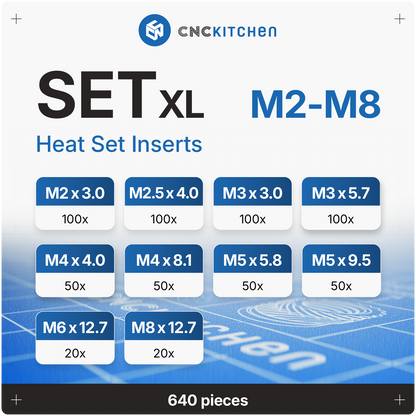 Heat Set Inserts - SET XL - 640 pieces
