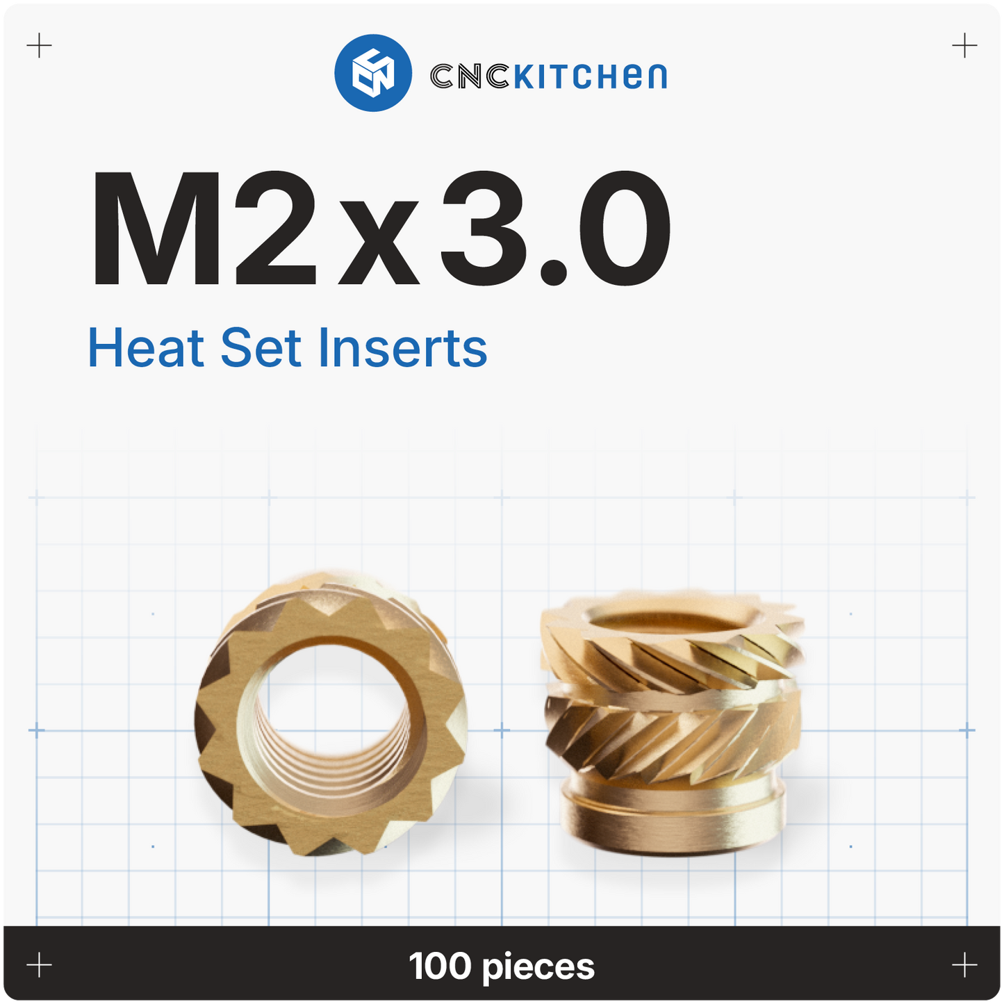 Heat Set Insert M2 x 3 - 100 pieces