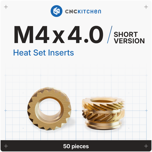 Heat Set Insert M4 x 4 (Short Version) - 50 pieces