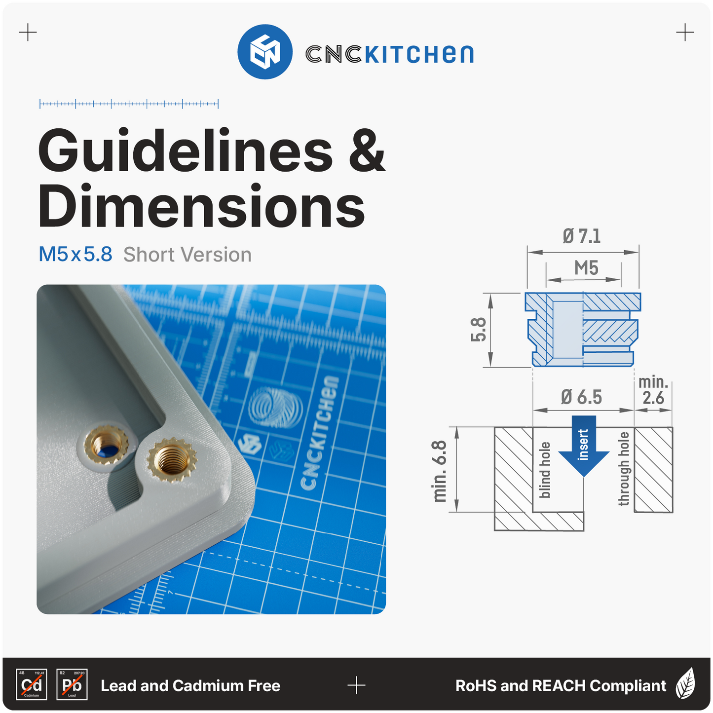 Heat Set Inserts - SET Short - 200 pieces