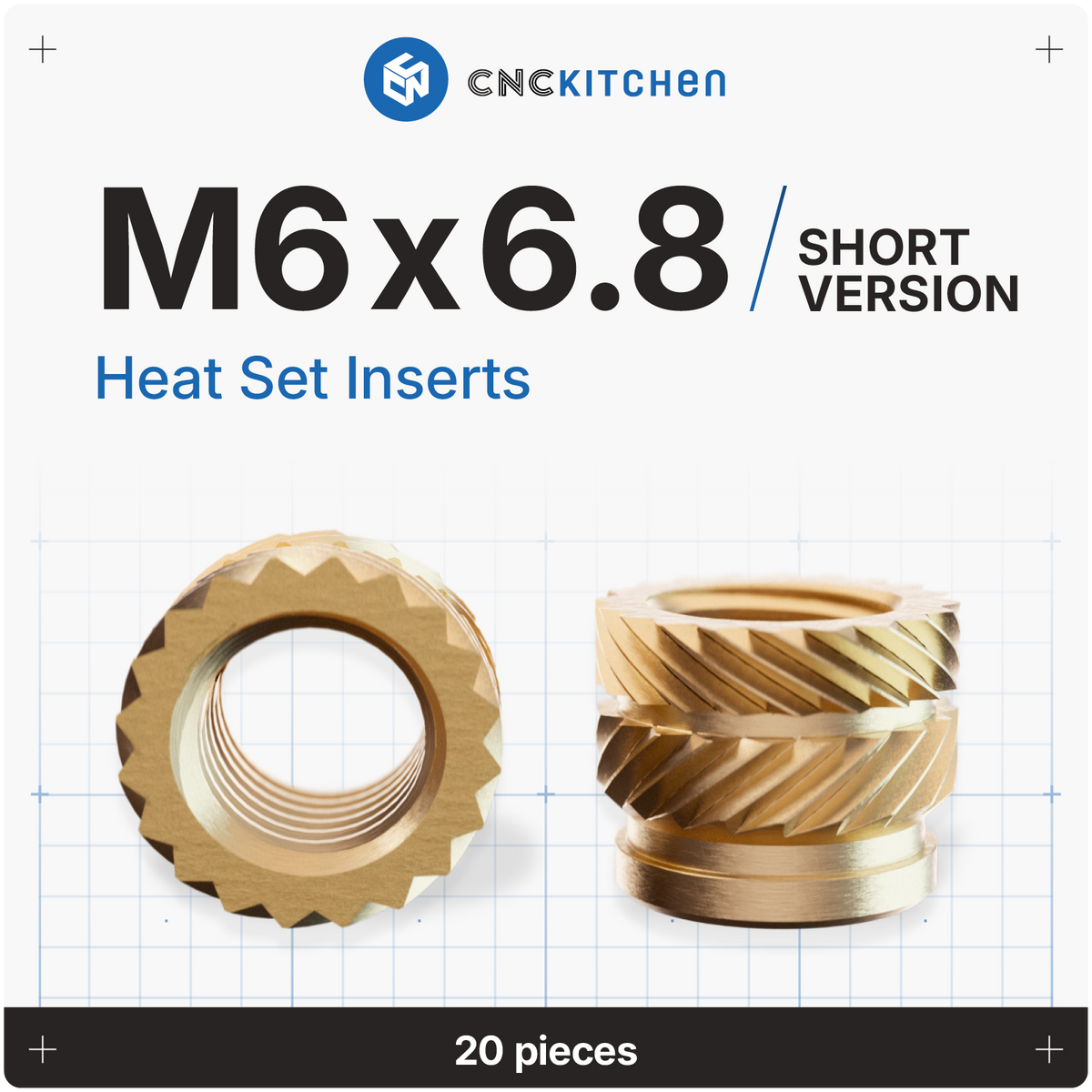 Heat Set Insert M6 x 6.8- 20 pieces