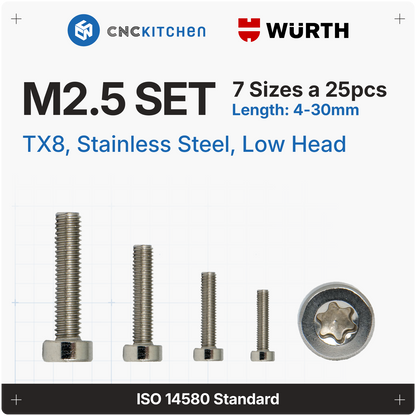 M2.5 Screw, TX8, Stainless Steel, Low-Profile