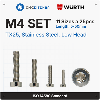 M4 Screw, TX20, stainless steel AISI 304, low head