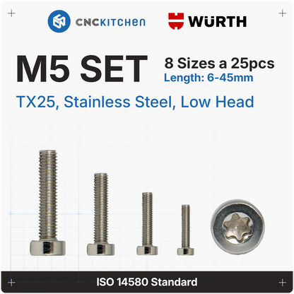 M5 Screw, TX25, stainless steel AISI 304, low head