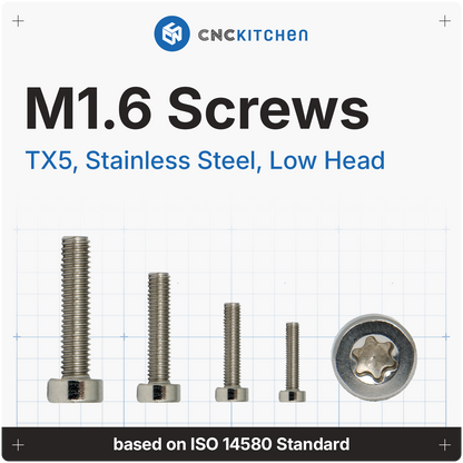 M1.6 Screw, TX5, Stainless Steel, Low-Profile