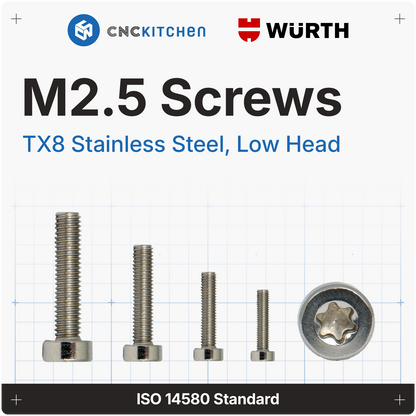 M2.5 Screw, TX8, Stainless Steel, Low-Profile
