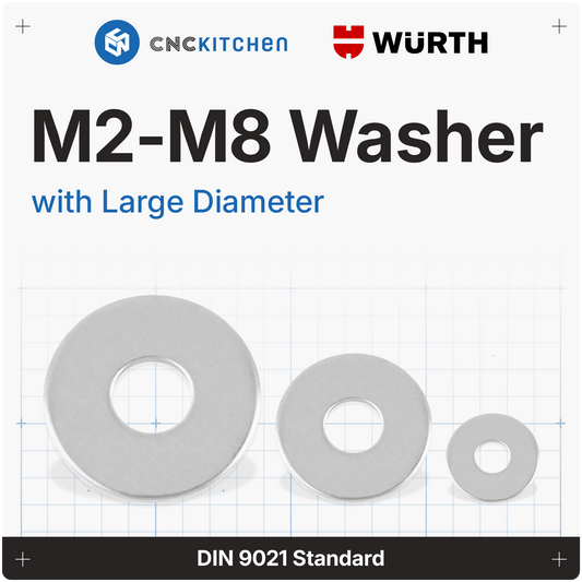 Washers with large diameter, M2-M8