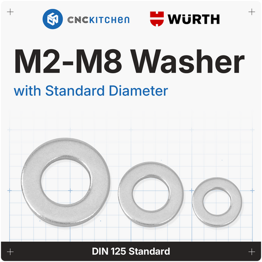 Washers with standard diameter, M2-M8