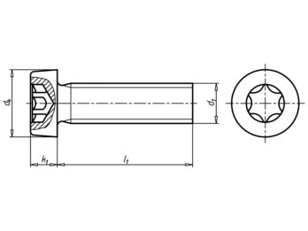 M5 Screw, TX25, stainless steel AISI 304, low head